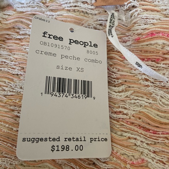 Cream and Pink Knit FREE PEOPLE Coastline Hoodie - Picture 4 of 12